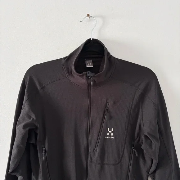 Haglofs Men’s Alder Jacket Full-Zip Lightweight Textured Zip Pockets Black